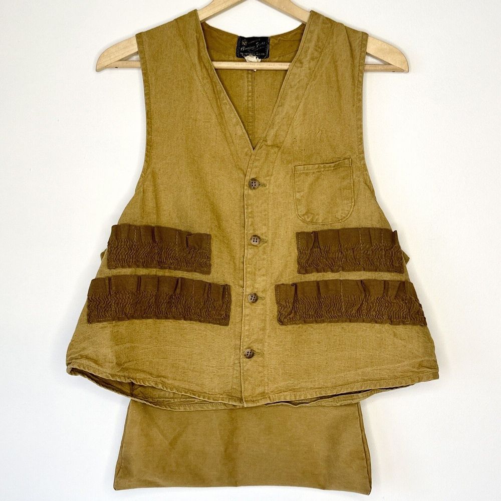 Vintage 1950’s American Field Sportswear Large Hunting‎ Vest Tan & Brown